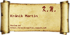 Kránik Martin névjegykártya